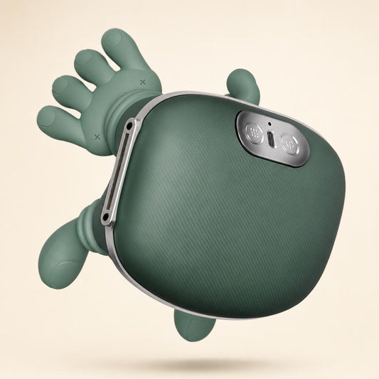 ComfyHug bionic hand neck and shoulder massager in sage green, studio product photo
